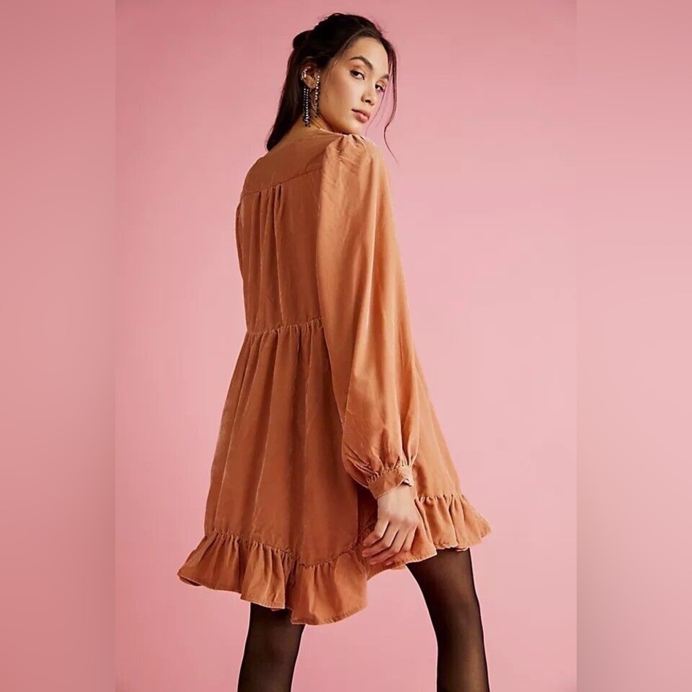 Free People Estella Velvet Flounce Minidress Sz XS - Picture 10 of 11
